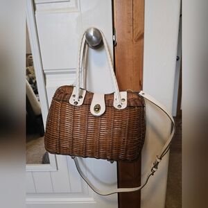 Patricia Nash Lucena wicker satchel white leather
